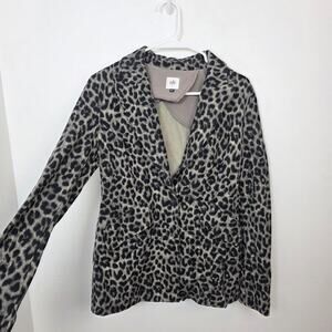 Cabi Taupe Black Leopard Print Stretch Business Casual Going Out Blazer Size 2